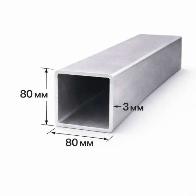 Труба нержавеющая профильная шлифованная 320GR 80х80х3 мм AISI 304