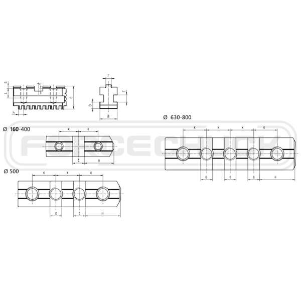  Комплект реек (основных кулачков) 7100-0035.009 FORCECHUCK
